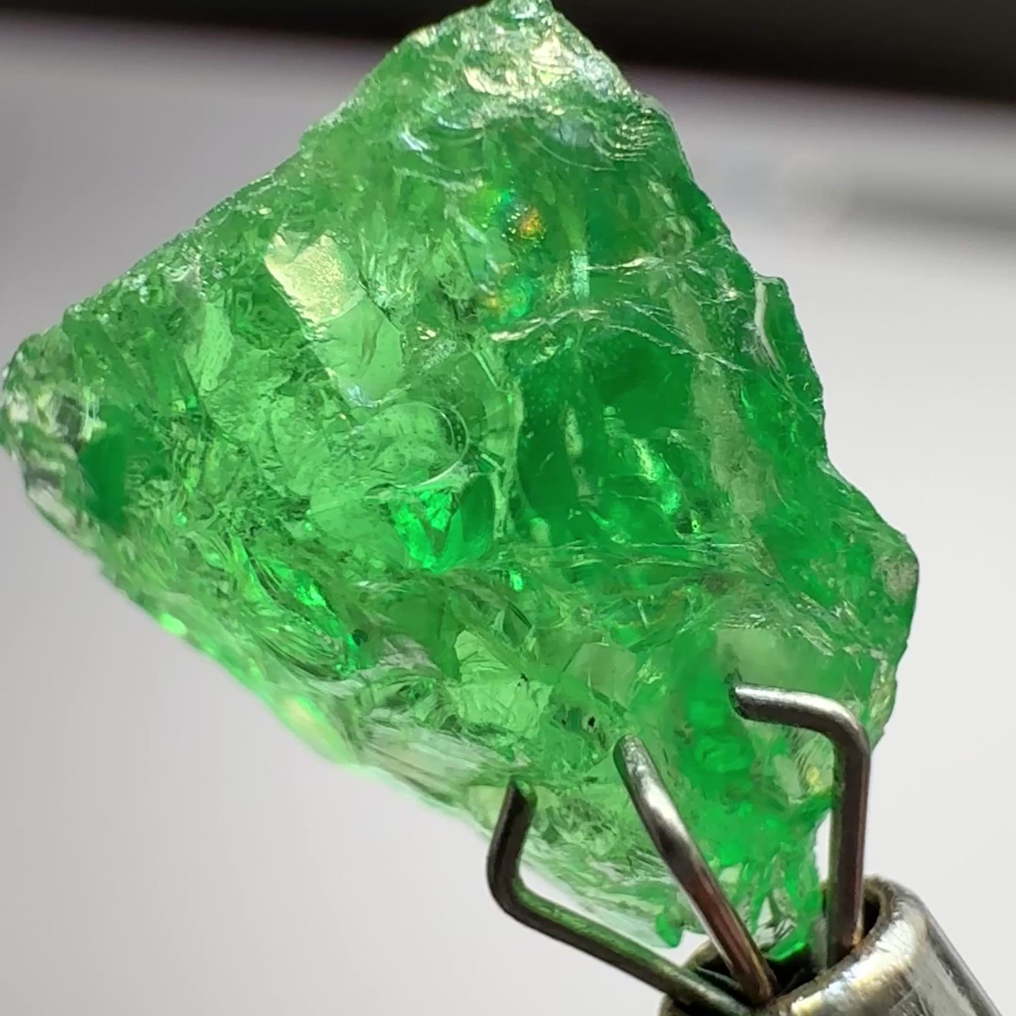 Tsavorite Garnet, 4.19ct, Tanzania, Untreated Unheated. Very slightly veiled, flattish shape