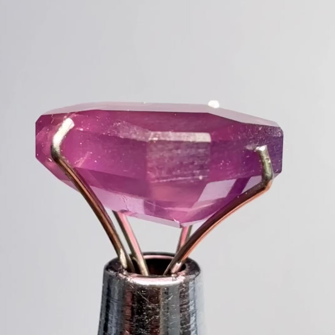 Sapphire, tablet/portrait cut, 3.11ct, Umba Valley, Tanzania, Untreated Unheated, the frosting effect is actually natural coming from the silk in the stone!