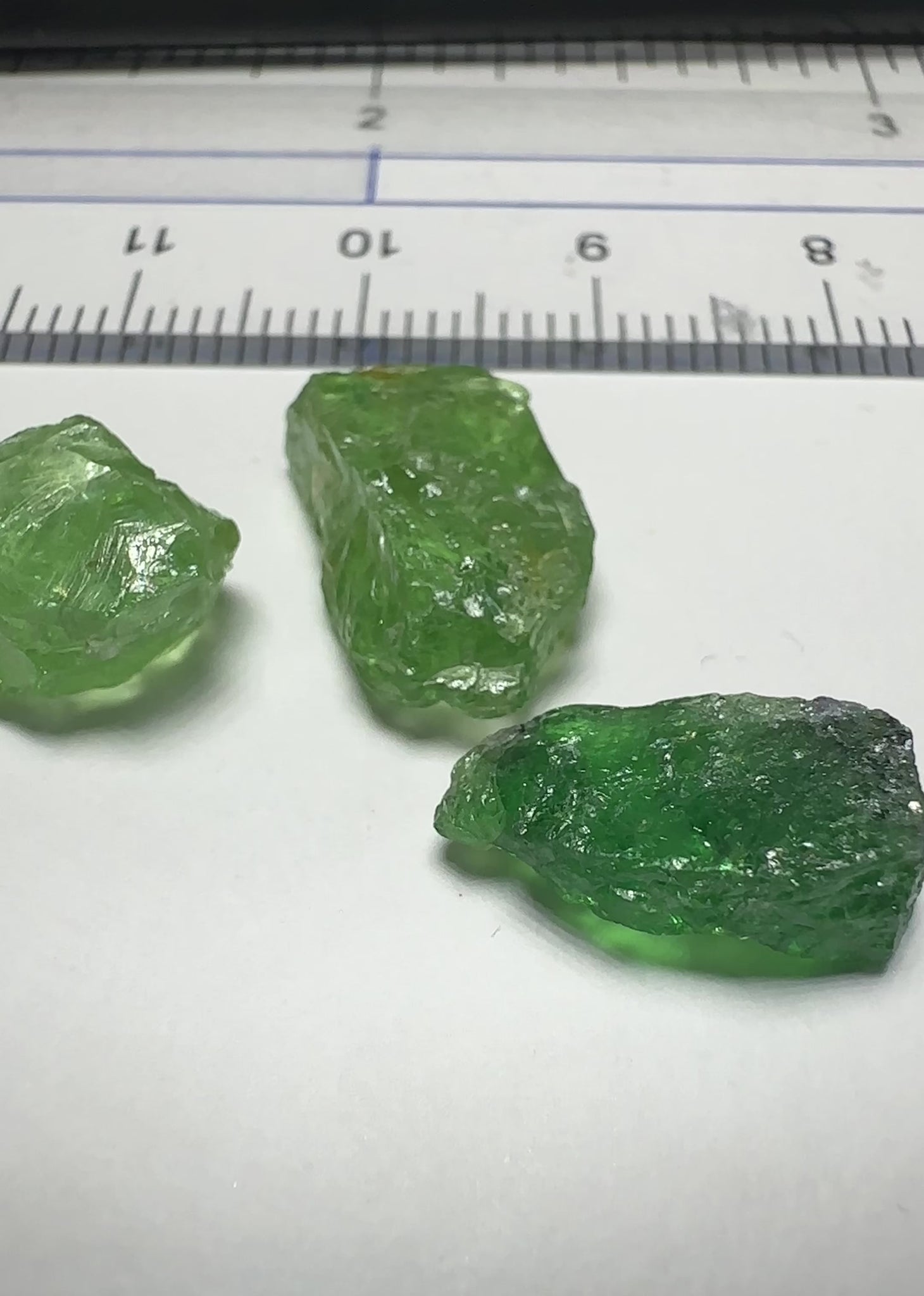 Tsavorite Garnet Lot, 16.91ct, Tanzania. Untreated Unheated. 4.20ct - 7.03ct. All included but transparent, good for setting in jewellery as is