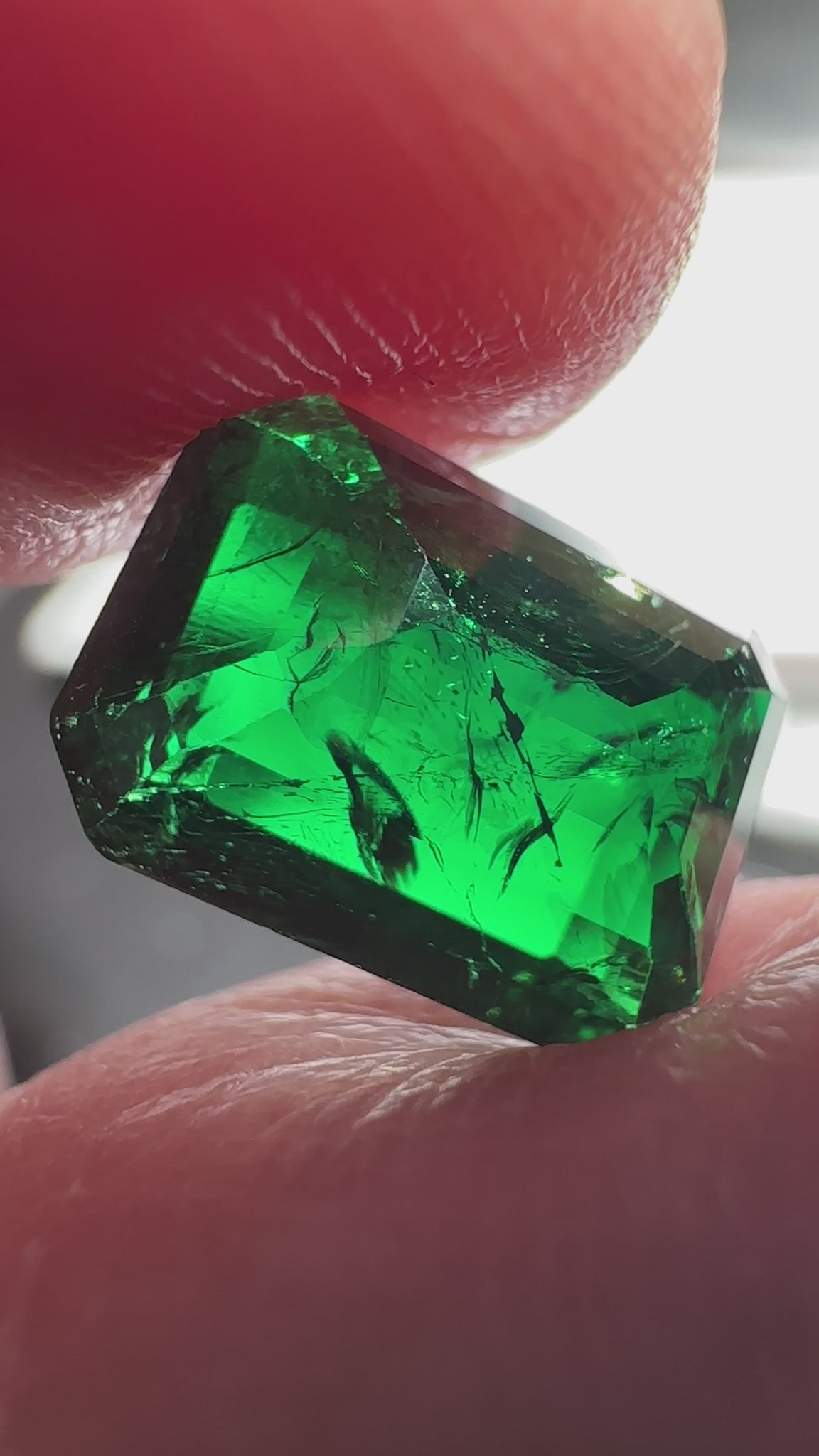 Chrome Tourmaline, 4.42ct, Tanzania, Untreated Unheated, native cut, included