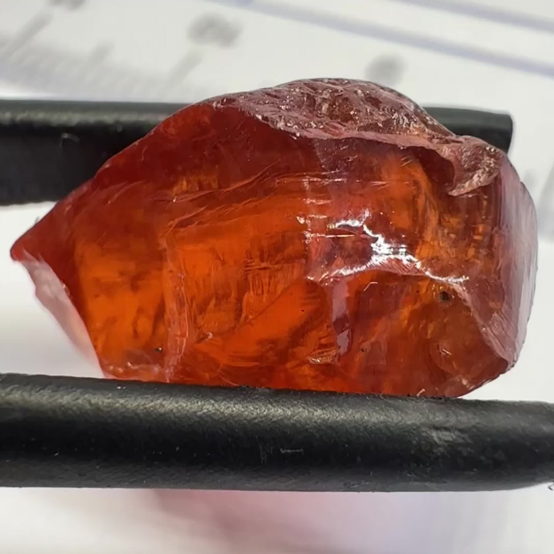Malaya Garnet, 12.25ct, Super rare size, Tanzania, Untreated Unheated. Just faint parallel silk lines, I have backlit some photos so you can see the silk cannot be seen by the naked eye, very vivid bright colour