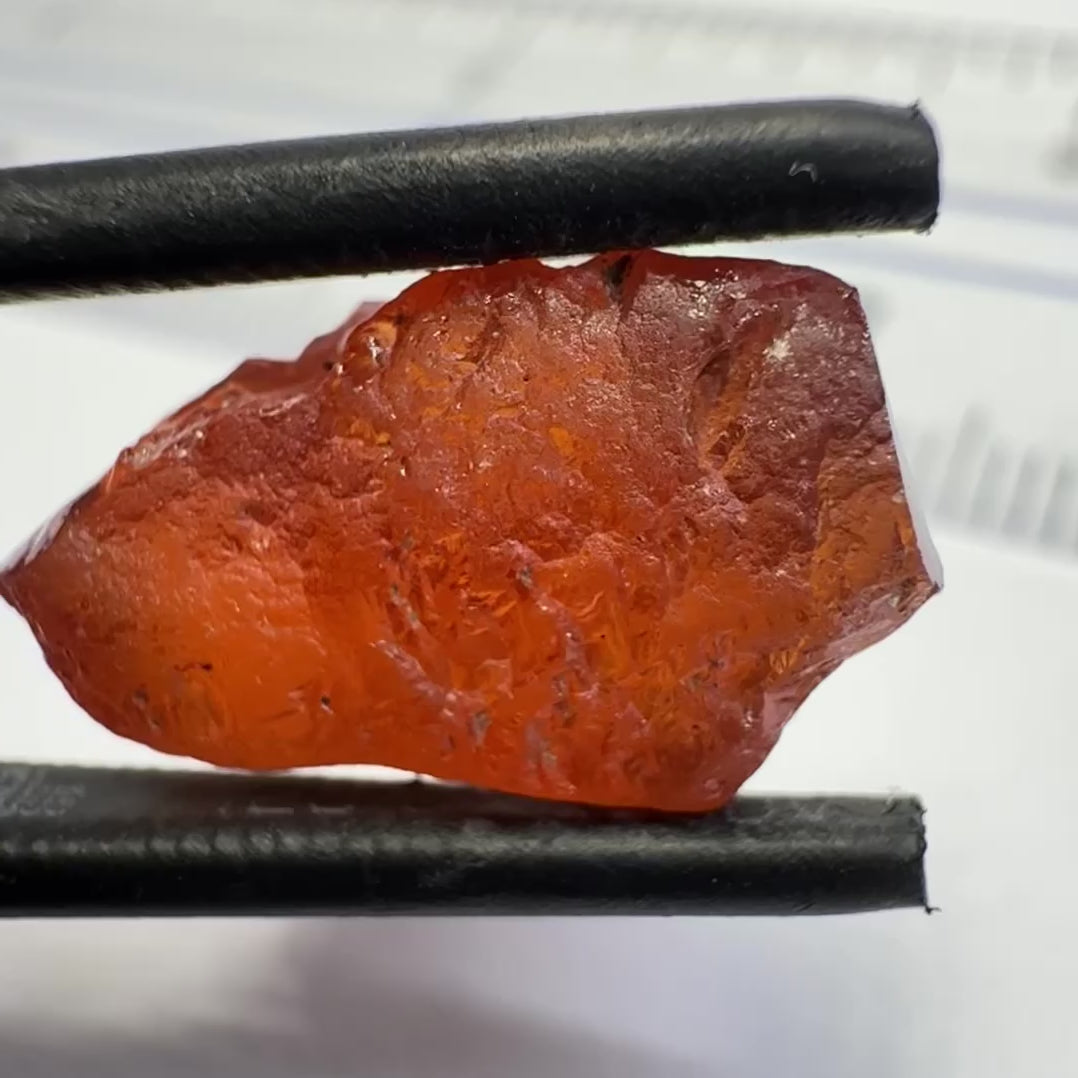 Malaya Garnet, 12.25ct, Super rare size, Tanzania, Untreated Unheated. Just faint parallel silk lines, I have backlit some photos so you can see the silk cannot be seen by the naked eye, very vivid bright colour