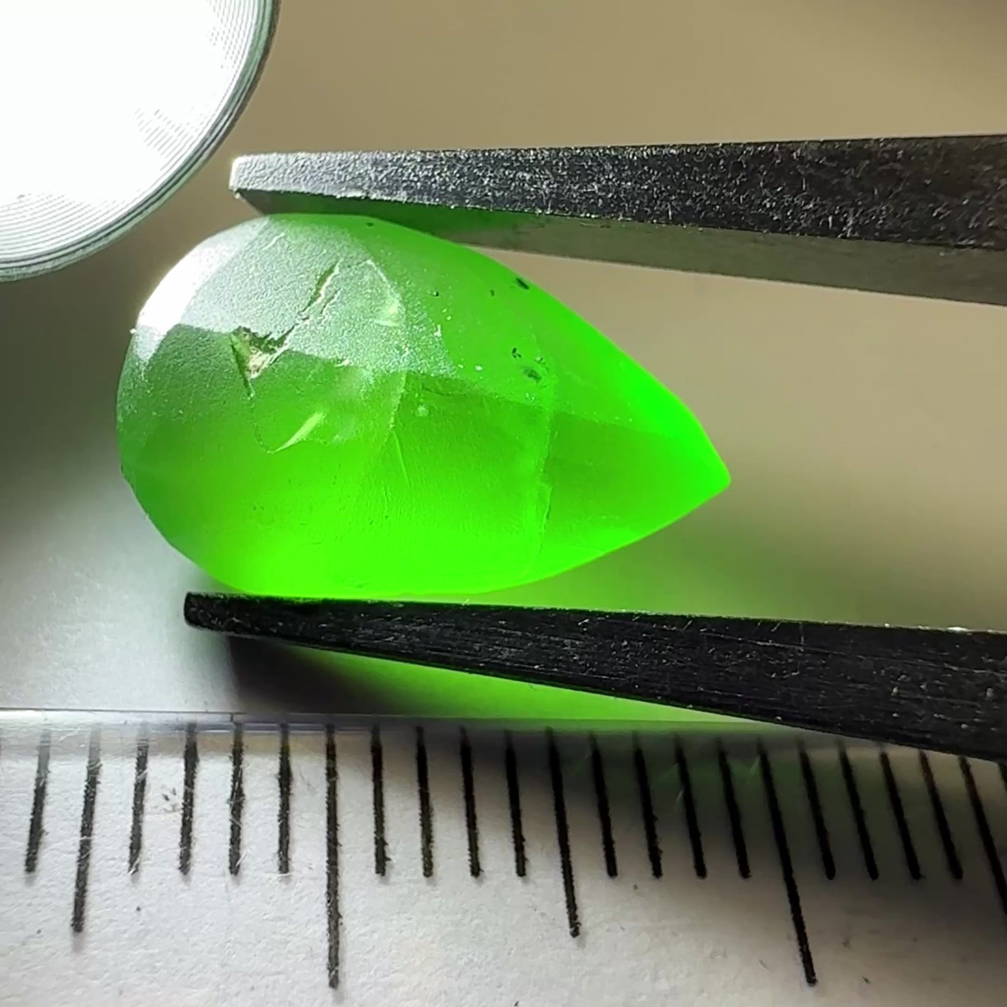 Tsavorite Garnet preform, 5.23ct, Tanzania, Untreated Unheated, has inclusions, see the multiple videos so you can understand the inclusion positioning correctly