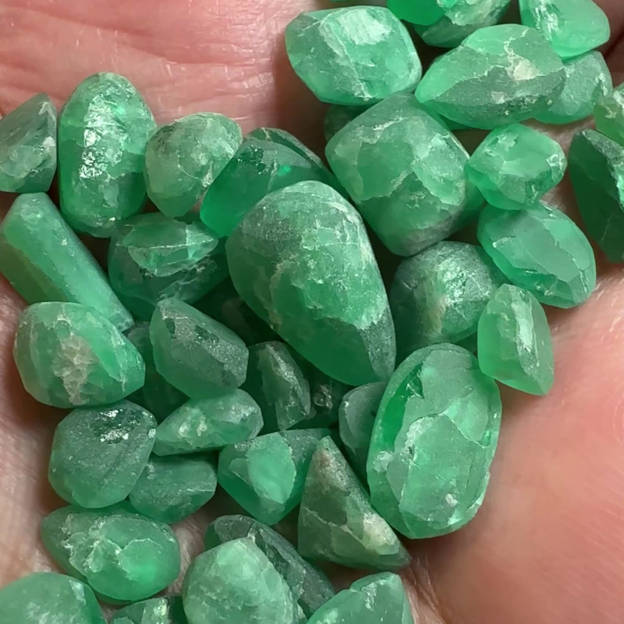 Emerald Preform Lot, 89.28ct, Sumbawanga, Tanzania, Untreated Unheated, no oil, 1.16ct-6.40ct, these are heavily included but a deep saturated colour, with the inclusions probably best to cab, price reflects&nbsp;