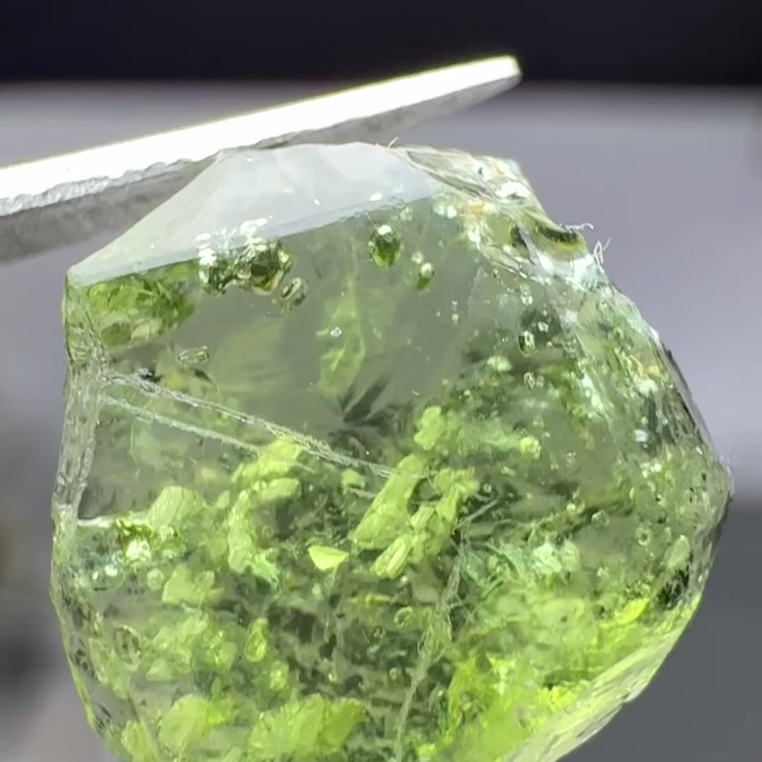 Tourmaline Crystal, 4.87ct, Laletema, Untreated Unheated, heavily included, naturally flat crystal, set as is, superb inclusions inside