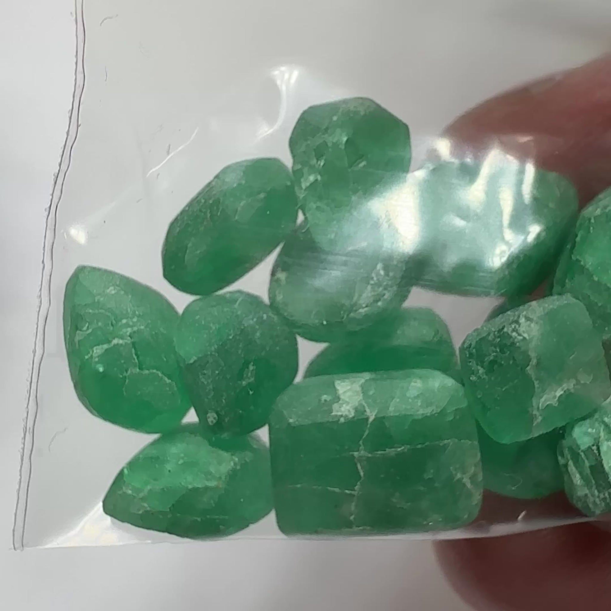 Emerald Preform Lot, 89.28ct, Sumbawanga, Tanzania, Untreated Unheated, no oil, 1.16ct-6.40ct, these are heavily included but a deep saturated colour, with the inclusions probably best to cab, price reflects&nbsp;