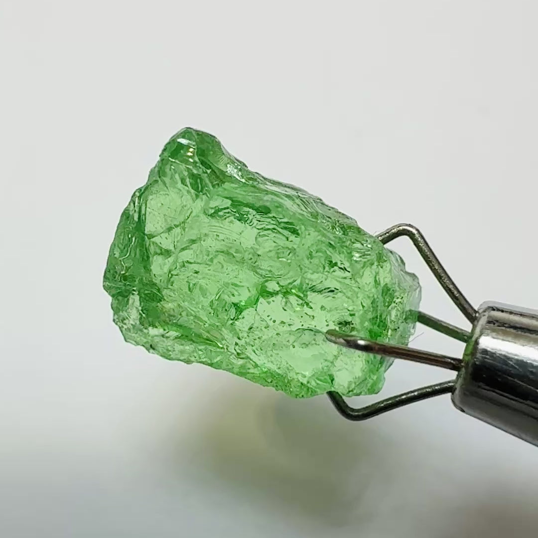 Tsavorite Garnet, 4.04ct, Tanzania, Untreated Unheated, veils, with a slight crack on the skin going 1mm deep to be removed on preform