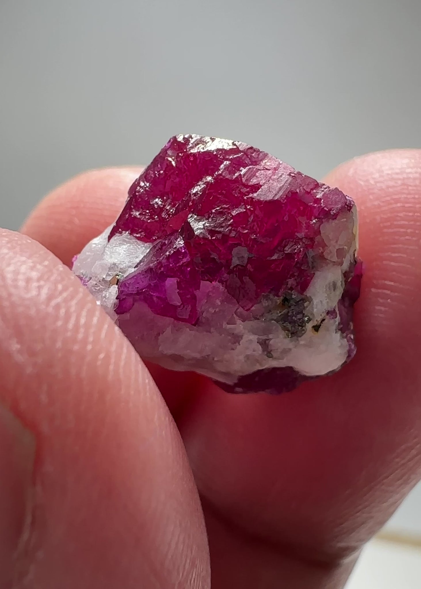 Ruby on Matrix crystal with Pyrite, 17.02ct, West Pokot, Kenya, Untreated Unheated. 1.53 x 1.28 x 0.93cm