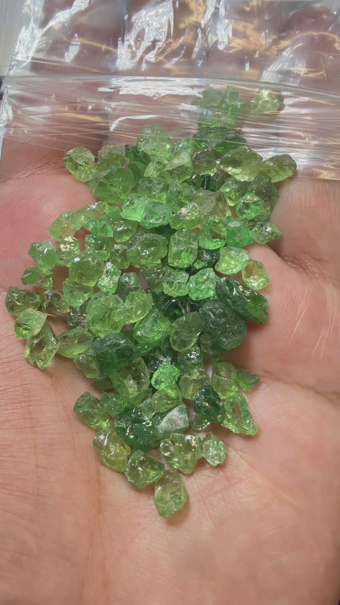 Tsavorite Garnet Lot, 33.40gm / 167.00ct Lot, Tanzania, Untreated Unheated, mixed grades from Slightly Veiled, Slightly Included to Included, there are some mint Tourmalines in here too, you will have to go though them with a dichroscope
