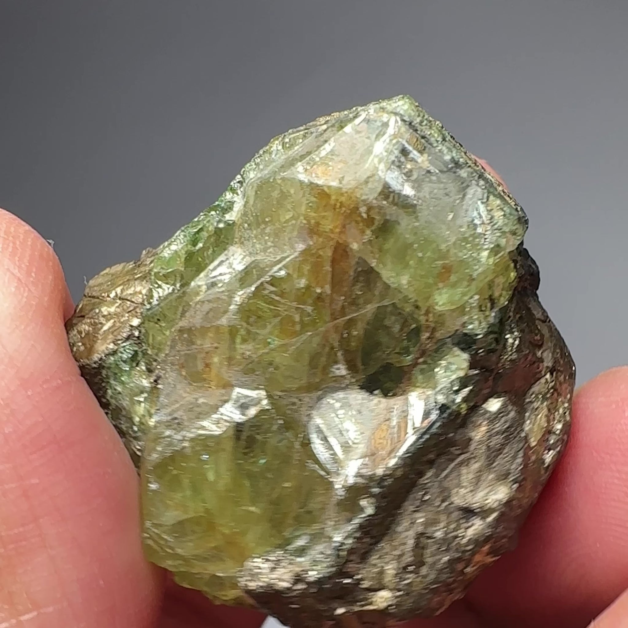 Diopside and Tsavorite with Pyrite on matrix, 172.96ct / 34.59gm, Mirerani, Tanzania, Untreated Unheated, a fantastic double sided crystal, see video of the other side. 3.35 x 3.26 x 2.09cm