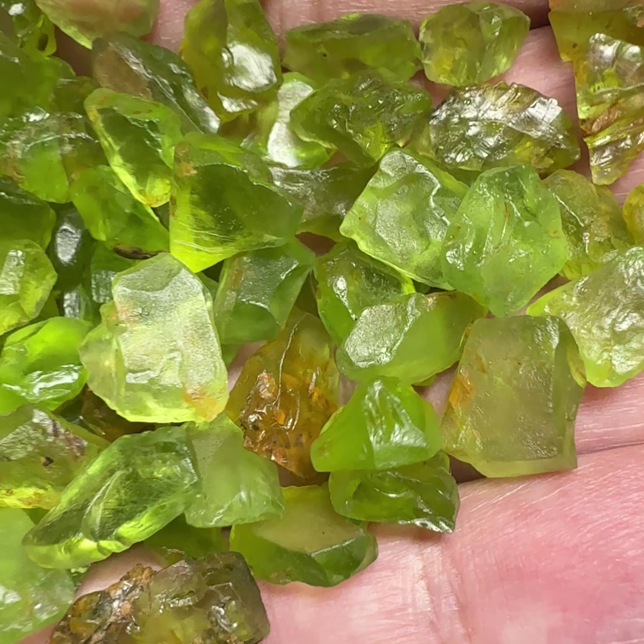 GoGo Peridot Lot, 111.50gm (557.50ct), Tanzania, mixed grades, clarities and shapes