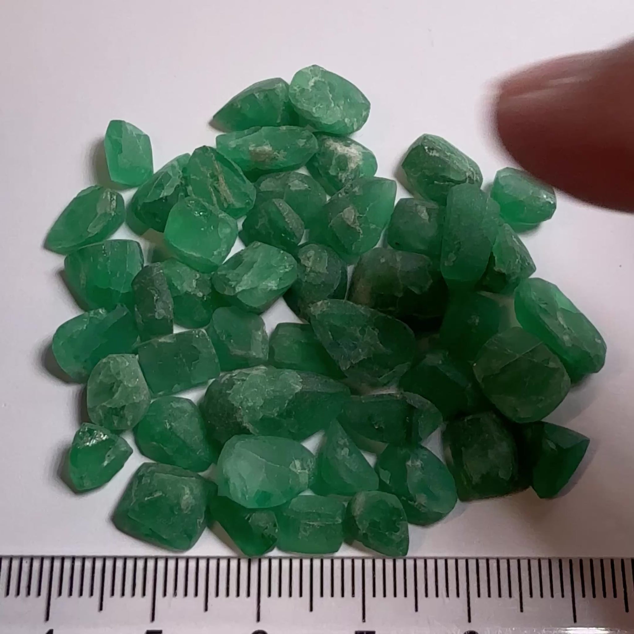 Emerald Preform Lot, 89.28ct, Sumbawanga, Tanzania, Untreated Unheated, no oil, 1.16ct-6.40ct, these are heavily included but a deep saturated colour, with the inclusions probably best to cab, price reflects&nbsp;