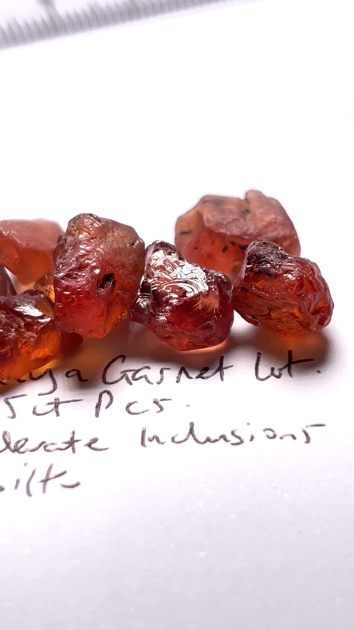 Malaya Garnet Lot, 48.69ct, ALL HAVE SLIGHT TO MODERATE INCLUSIONS AND SLIGHT SILK, Tanzania, Untreated Unheated. 2.29ct - 8.85ct