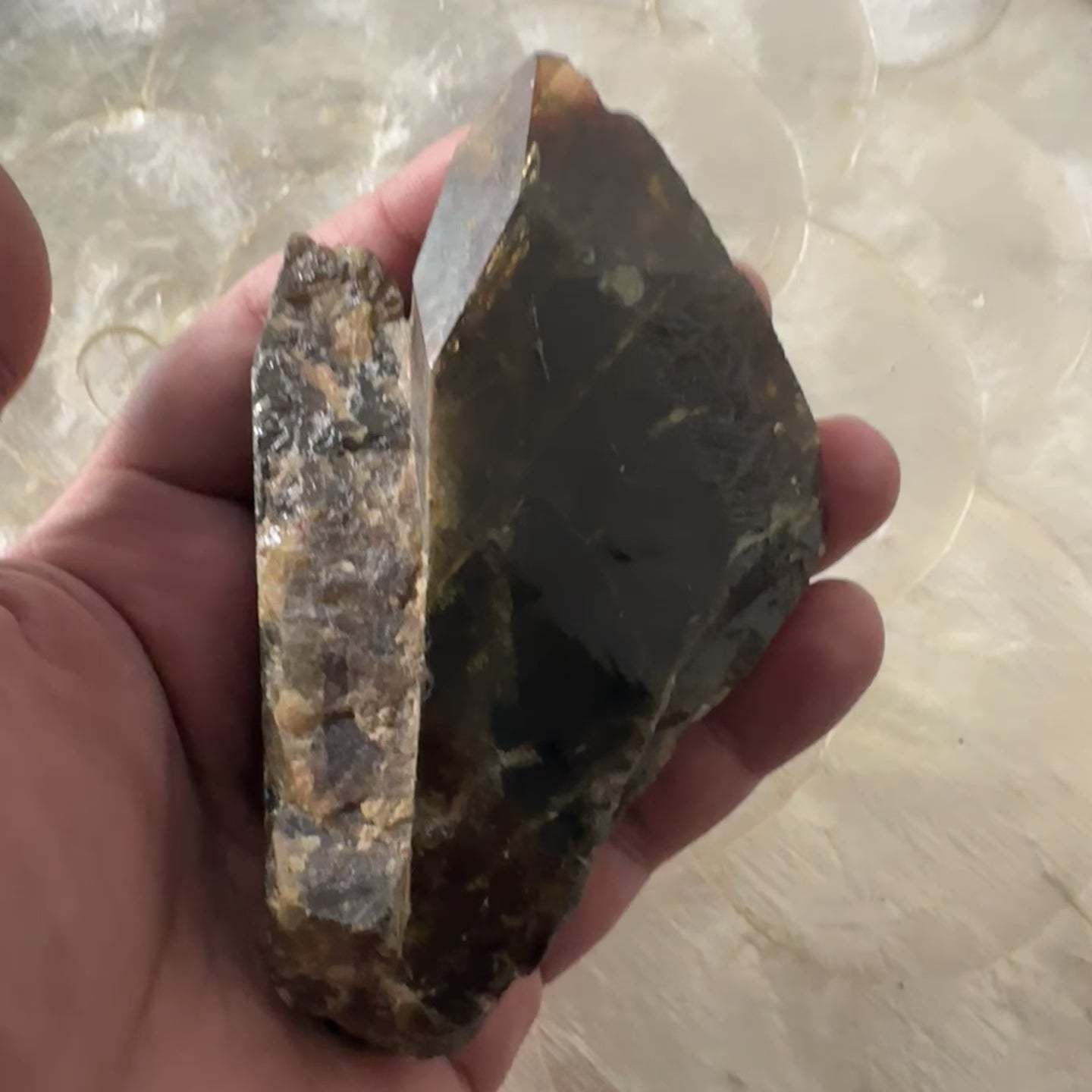 Tanzanian Chrome Sphene Crystal. 363.20gm / 1816ct, Unheated Untreated. 119mm x 68.50mm x 44.00mm, probably the largest in the world