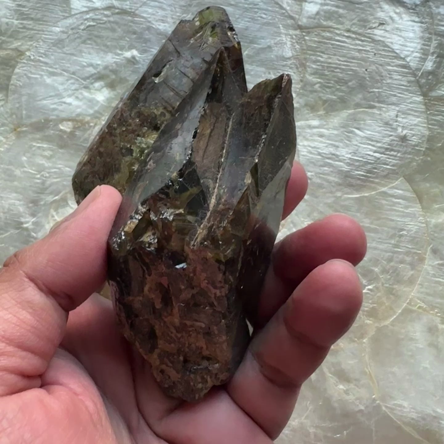 Tanzanian Chrome Sphene Crystal. 363.20gm / 1816ct, Unheated Untreated. 119mm x 68.50mm x 44.00mm, probably the largest in the world
